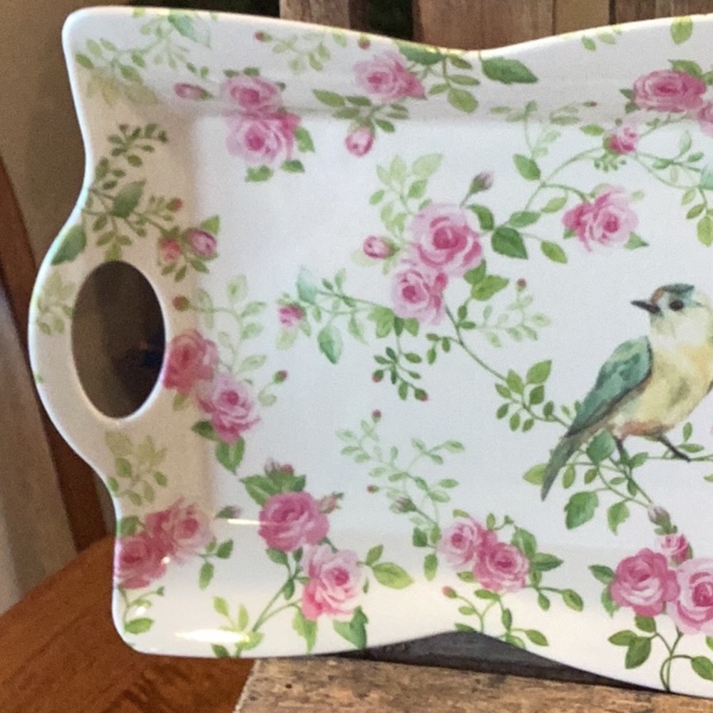 Floral & Bird Melamine Serving Tray - Picture 2 of 5